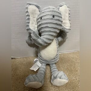 Chick Pea Baby Gray Ribbed Elephant Plush 12” Soft Stuffed Animal Baby Lovey